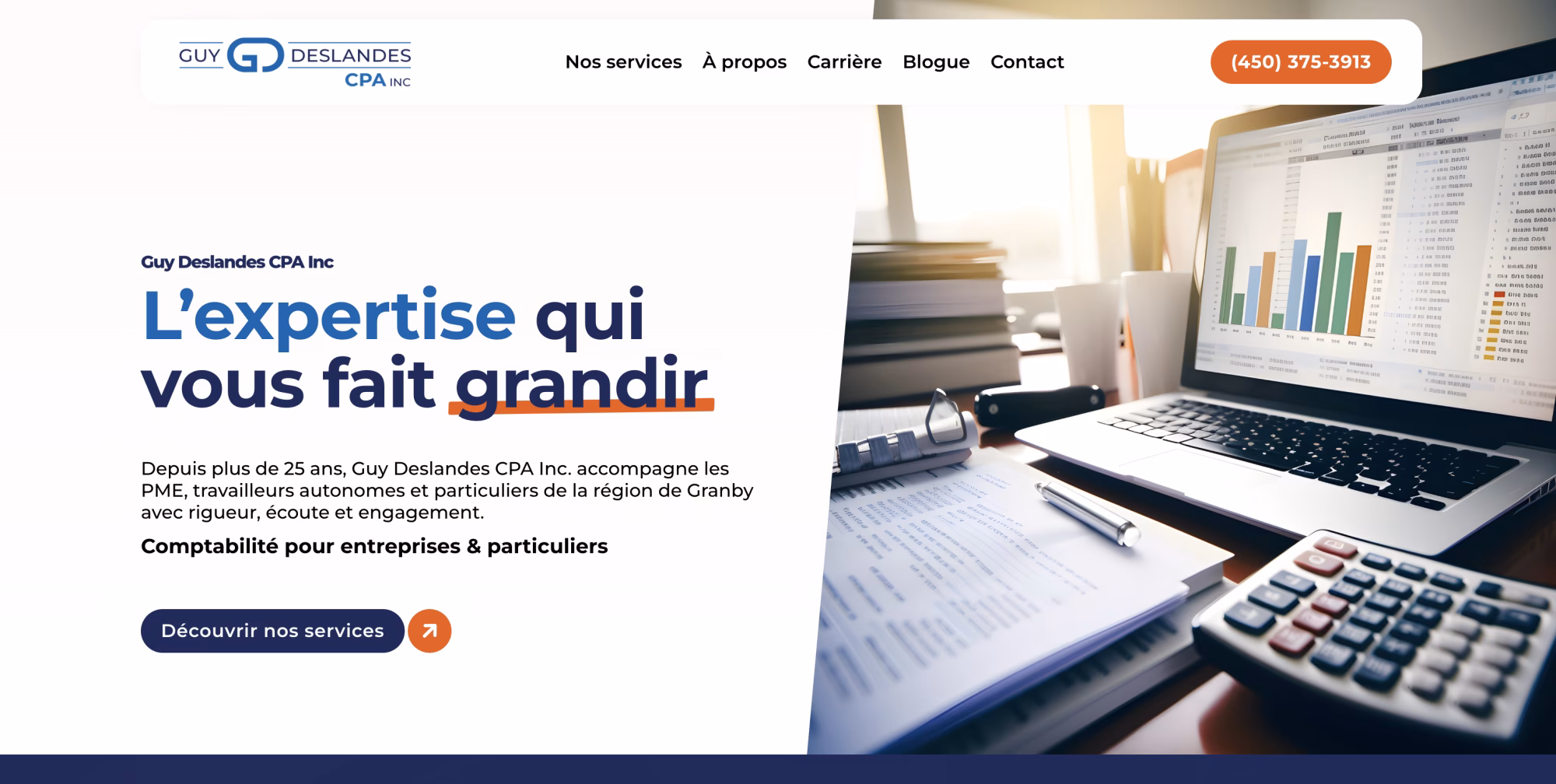 Refonte du site de Guy Deslandes CPA, cabinet comptable de Granby