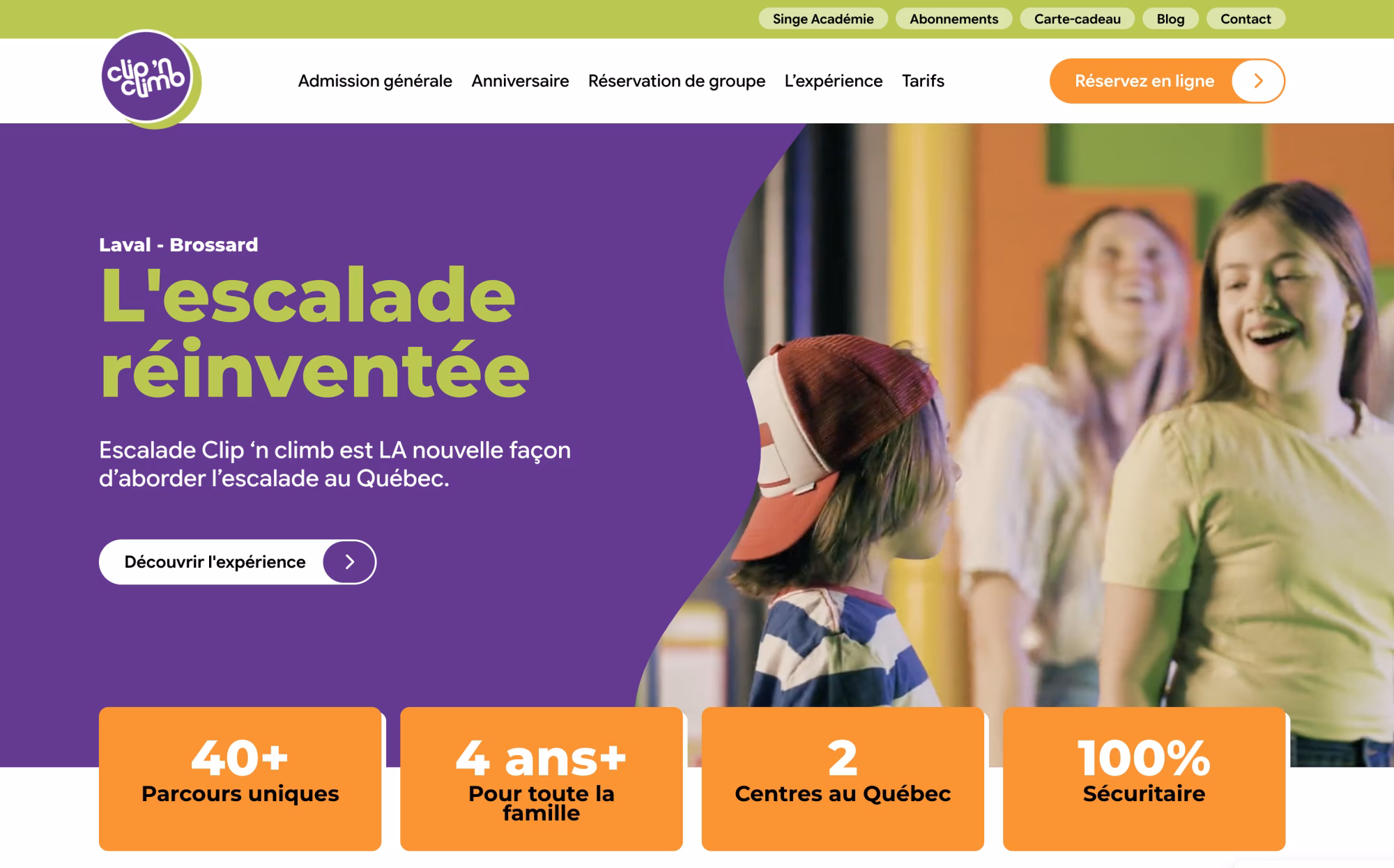 Refonte du site d'Escalade Clip 'n Climb, centres d'escalade à Laval et Brossard